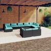 vidaXL Salon de jardin 10 pcs avec coussins Noir R&eacute;sine tress&eacute;e