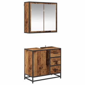 vidaXL Ensemble de mobilier de salle de bain 2 pc Bois Ancien