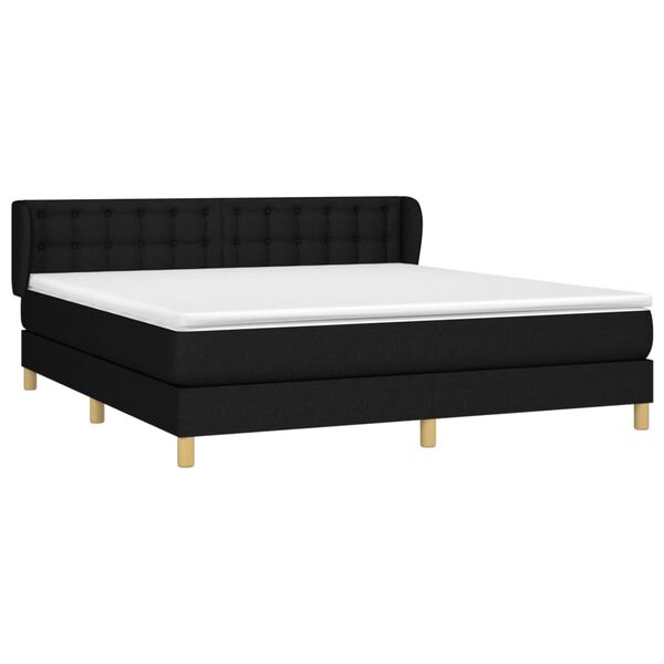 vidaXL Sommier &agrave; lattes de lit avec matelas Noir 180x200 cm Tissu