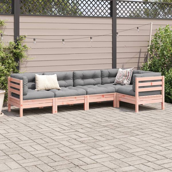 vidaXL Salon de jardin 5 pcs et coussins bois massif sapin de douglas