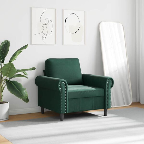 vidaXL Fauteuil Vert fonc&eacute; 60 cm Velours