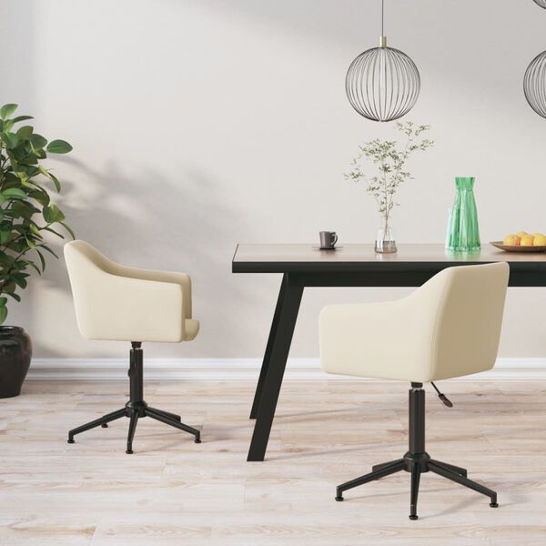 vidaXL Chaises pivotantes &agrave; manger lot de 2 Cr&egrave;me Velours