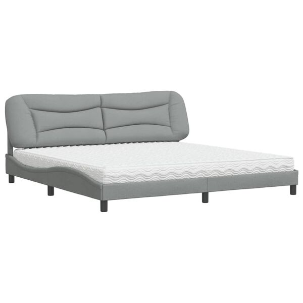 vidaXL Lit avec matelas Hvar gris clair 200x200 cm tissu
