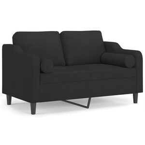 vidaXL Canap&eacute; 2 places avec oreillers d&eacute;coratifs noir 120 cm tissu