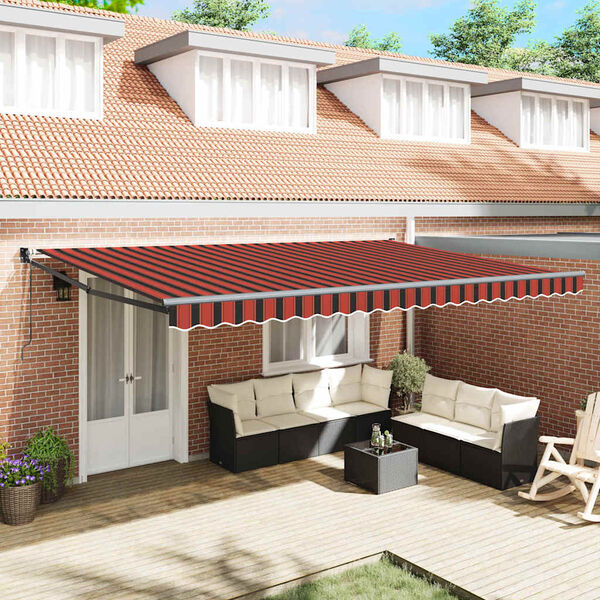 vidaXL Auvent Rétractable Orange et marron 500 × 300 cm Tissu et Métal