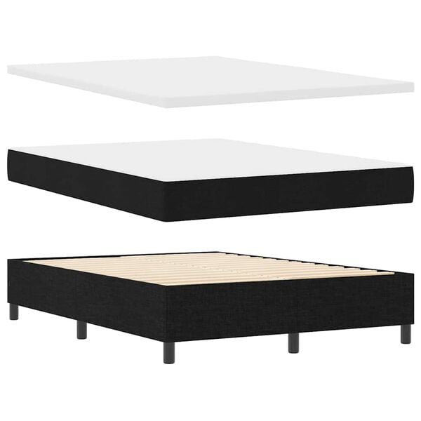 vidaXL Lit &agrave; ressorts avec matelas Noir 140 x 200 cm tissu