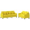 vidaXL Ensemble de canapés 2 pcs avec coussins Jaune clair Tissu