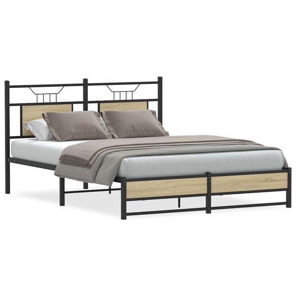 vidaXL Cadre de lit sans matelas chêne sonoma 137x190 cm