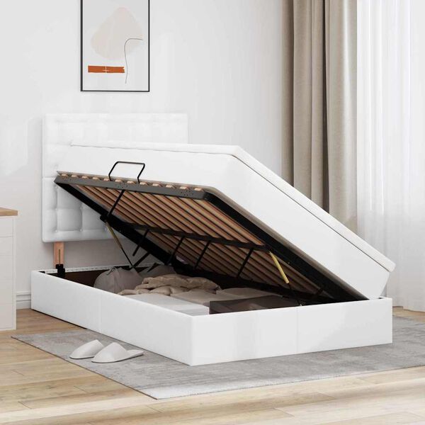 vidaXL Lit de Rangement Blanc 120 x 190 cm Cuir synth&eacute;tique