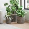 vidaXL Panier &agrave; plantes avec stockage 3 pcs Gris Kubu Rattan Kubu