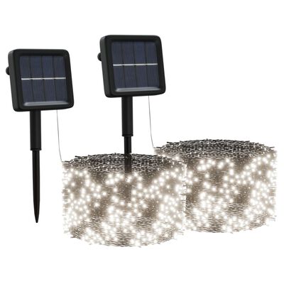 vidaXL Lampes solaires 2 pcs 2x200 LED Blanc froid Intérieur Extérieur