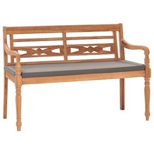 vidaXL Banc Batavia avec coussin gris fonc&eacute; 120 cm Bois de teck massif