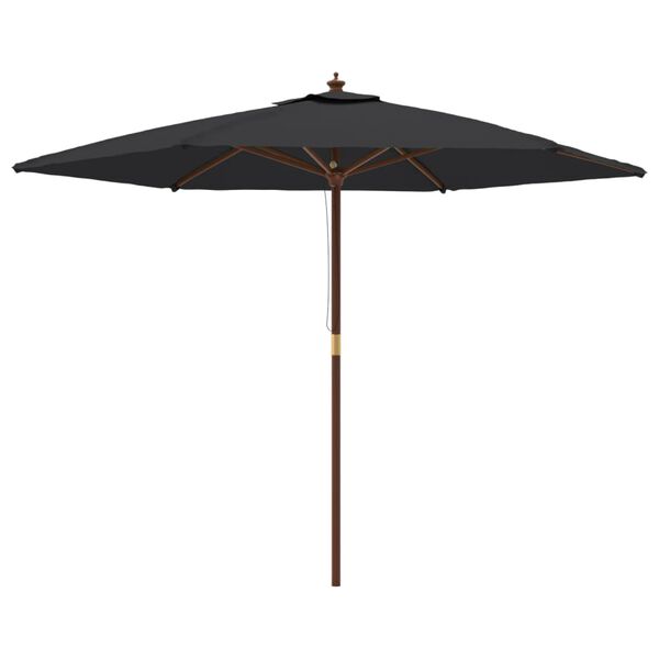 vidaXL Parasol de jardin avec m&acirc;t en bois noir 299x240 cm