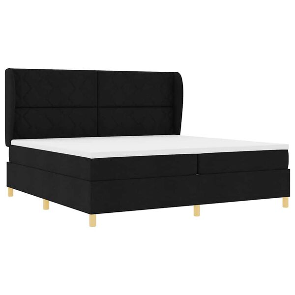 vidaXL Lit &agrave; ressorts avec matelas Noir 200 x 200 cm tissu