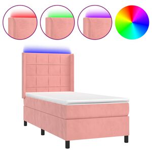 vidaXL Sommier &agrave; lattes de lit matelas et LED Rose 80x200 cm Velours