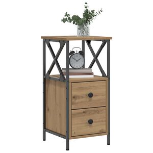vidaXL Table de chevet ch&ecirc;ne artisanal 34x35,5x70 cm bois d'ing&eacute;nierie