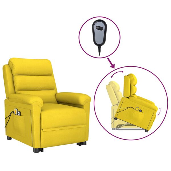 vidaXL Fauteuil de massage Jaune clair Tissu