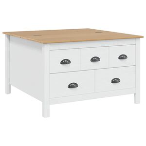 vidaXL Table basse HILL Blanc et marron miel 79,5 x 79,5 x 49 cm