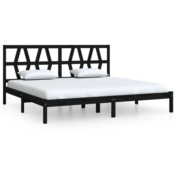 vidaXL Cadre de lit sans matelas noir bois massif 200x200 cm