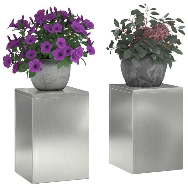 vidaXL Support de Plante 2 pcs Argent 24 x 24 x 35 cm Acier galvanisé