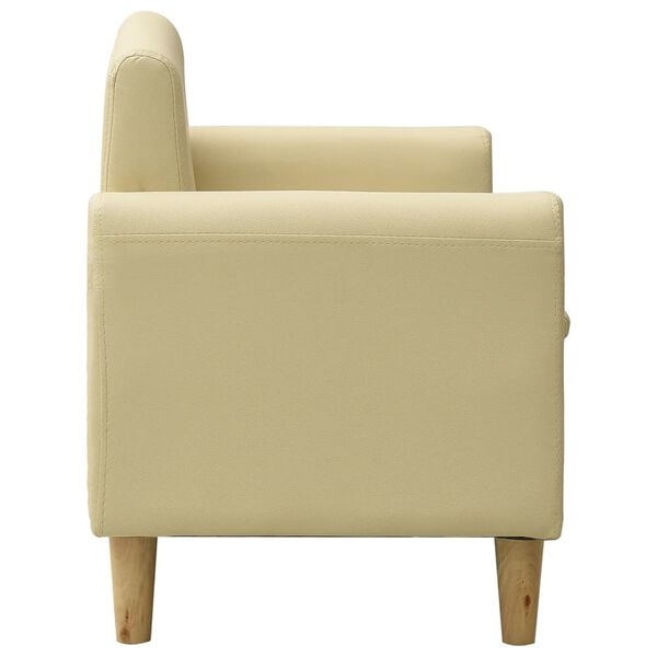 vidaXL Canap&eacute; &agrave; 2 places pour enfants Blanc cr&egrave;me Similicuir