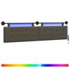 vidaXL T&ecirc;te de lit suspendue Avec lumi&egrave;re LED Gris Simili cuir