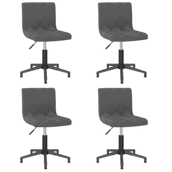 vidaXL Chaises pivotantes &agrave; manger lot de 4 gris fonc&eacute; velours