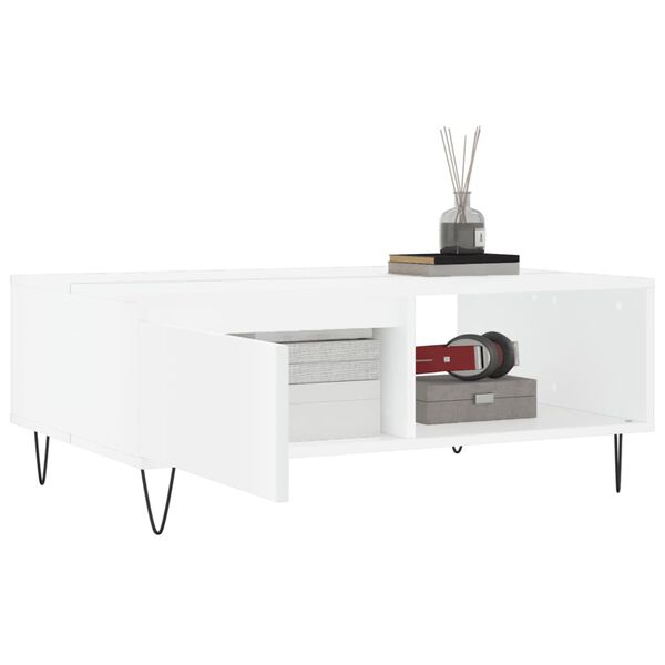vidaXL Table basse blanc 90x60x35 cm bois d'ing&eacute;nierie
