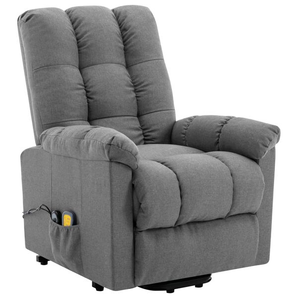 vidaXL Fauteuil de massage inclinable Gris clair Tissu