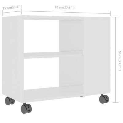 vidaXL Table d'appoint Blanc 70x35x55 cm Bois d'ingénierie