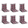 vidaXL Coussins de chaise &agrave; dossier bas lot de 6 motif carreaux rouge