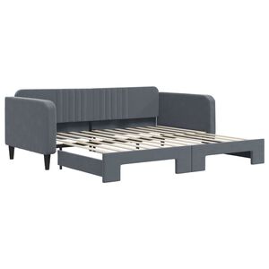 vidaXL Lit de jour avec gigogne sans matelas gris fonc&eacute; 100x200 cm