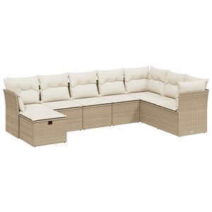vidaXL Salon de jardin avec coussins 8 pcs beige r&eacute;sine tress&eacute;e