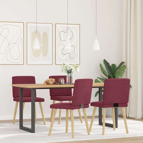 vidaXL Chaises &agrave; manger lot de 4 rouge bordeaux tissu