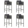 vidaXL Tabourets de bar avec coussins lot de 4 gris r&eacute;sine tress&eacute;e