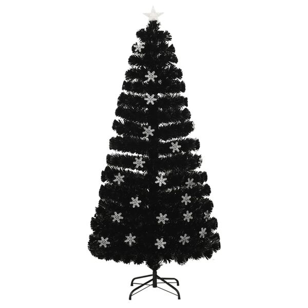 vidaXL Sapin de No&euml;l et flocons de neige LED Noir 150 cm Fibre optique