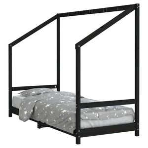 vidaXL Cadre de lit pour enfants noir 80x200 cm bois de pin massif