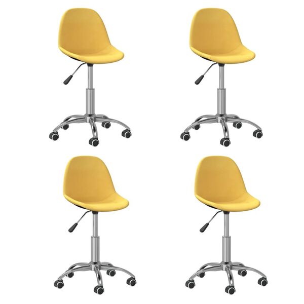 vidaXL Chaises pivotantes &agrave; manger lot de 4 jaune tissu