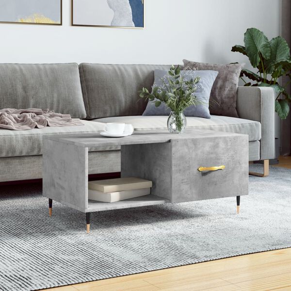 vidaXL Table basse gris béton 90x50x40 cm bois d'ingénierie