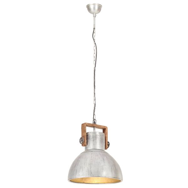 vidaXL Lampe suspendue industrielle 25 W Argenté Rond 40 cm E27