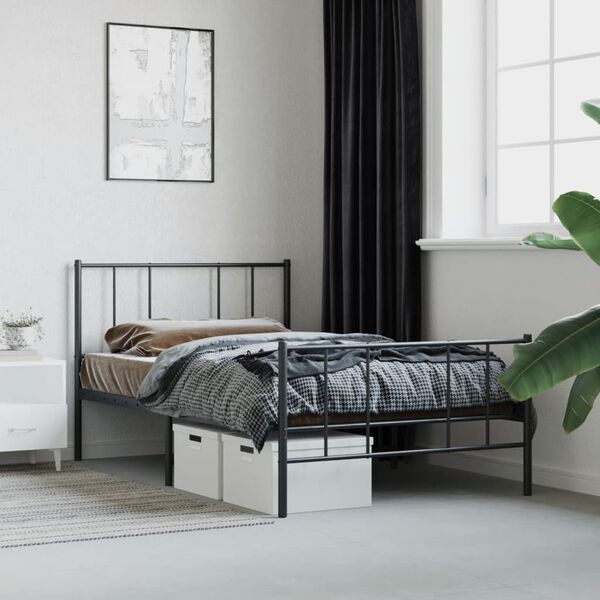 vidaXL Cadre de lit m&eacute;tal sans matelas avec pied de lit noir 80x200 cm