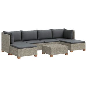 vidaXL 7 pc Ensemble de Salon en Rotin avec Coussins GENDT Gris Kubu
