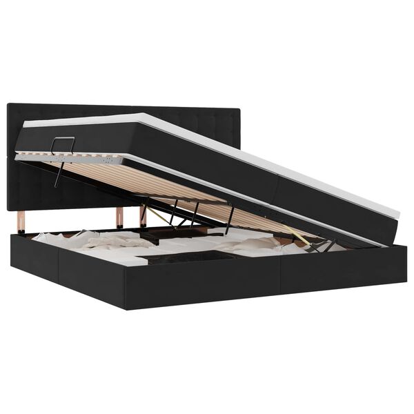 vidaXL Lit avec rangement et LED Noir 200 x 200 cm Velours