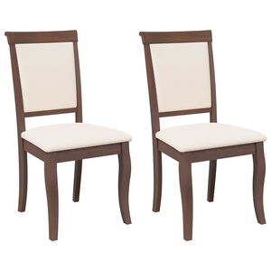 vidaXL Chaises &agrave; manger coussins 2 pcs marron bois massif caoutchouc