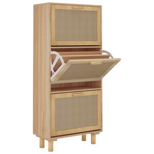 vidaXL Armoire &agrave; chaussures Marron 52x25x115cm Bois d'ing&eacute;nierie/rotin