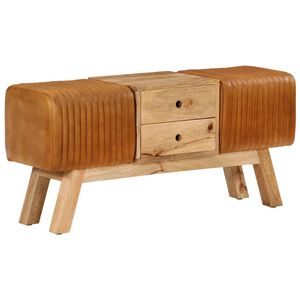 vidaXL Banc de bok Marron 107 cm Cuir de ch&egrave;vre v&eacute;ritable