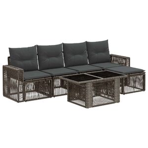 vidaXL Ensemble de canap&eacute; de jardin 6 pc Gris et Gris fonc&eacute; polyrotin