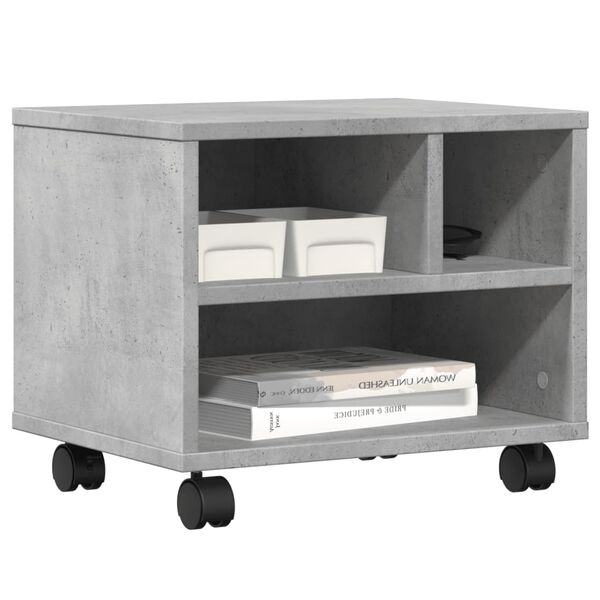 vidaXL Support d'imprimante avec roulettes gris béton 41x32x34,5 cm