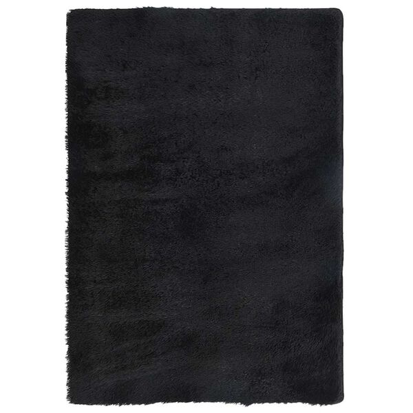 vidaXL Tapis shaggy &agrave; poils longs NAVARRA Noir 200x290 cm polyester