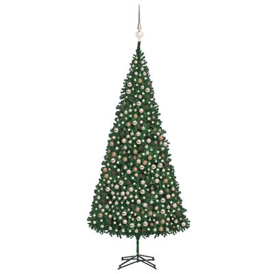 vidaXL Arbre de Noël artificiel pré-éclairé et boules 500 cm vert